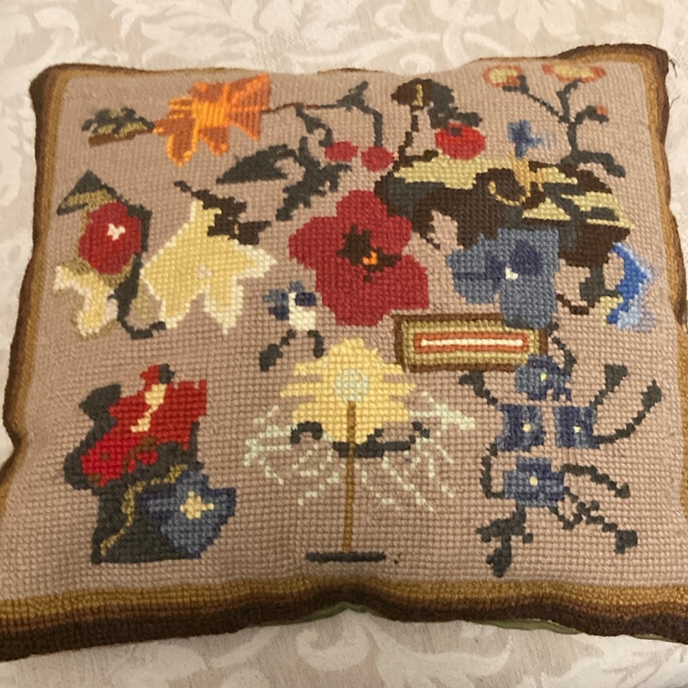 Vintage Needle Point Floral Handmade 1930’s